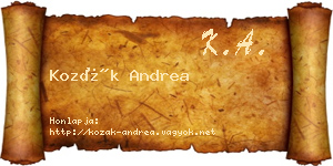 Kozák Andrea névjegykártya